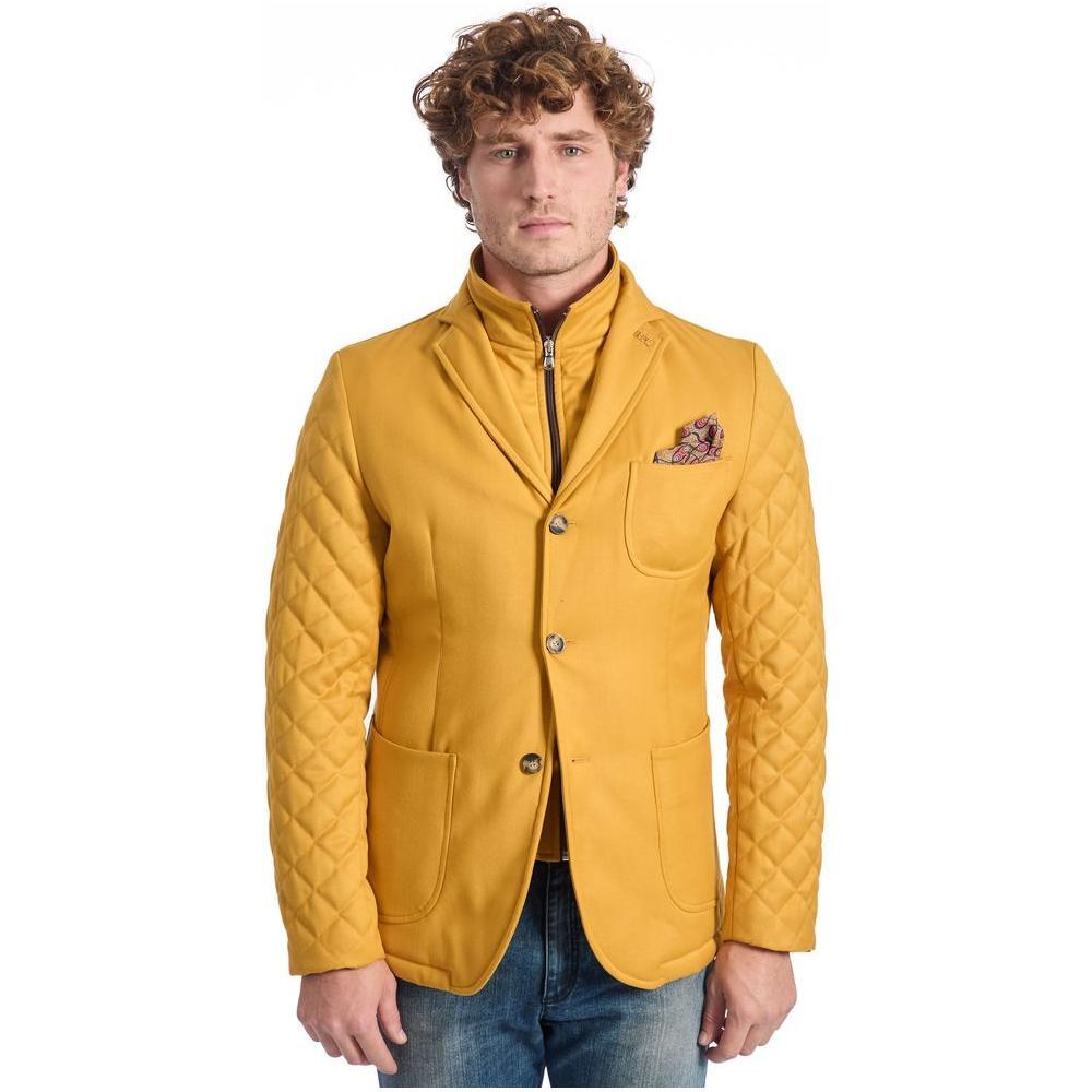 Roberto Pepe Luxury Yellow Wool Men Jacket