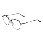 Hackett Gray Men Glasses Frame in gunmetal full-rim metal design with demo lenses and round style, including branded case.