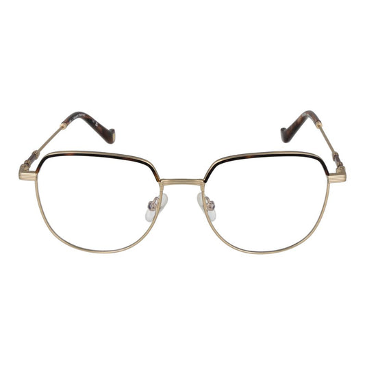 Hackett Gold Men Glasses Frame, full-rim metal design, round style, gold color, size 51-17-140, includes branded case.