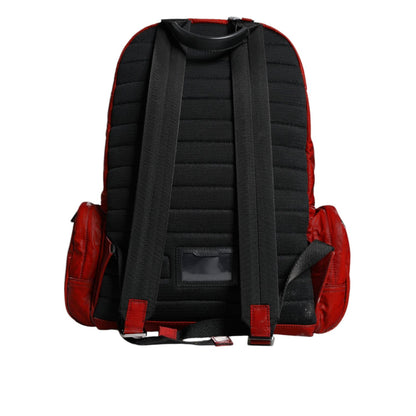 Dolce & Gabbana Red Patent Leather Logo Plaque Backpack Bag
