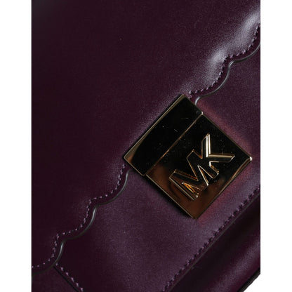 Michael Kors Purple Leather Logo Plaque Crossbody MINDY Satchel Bag