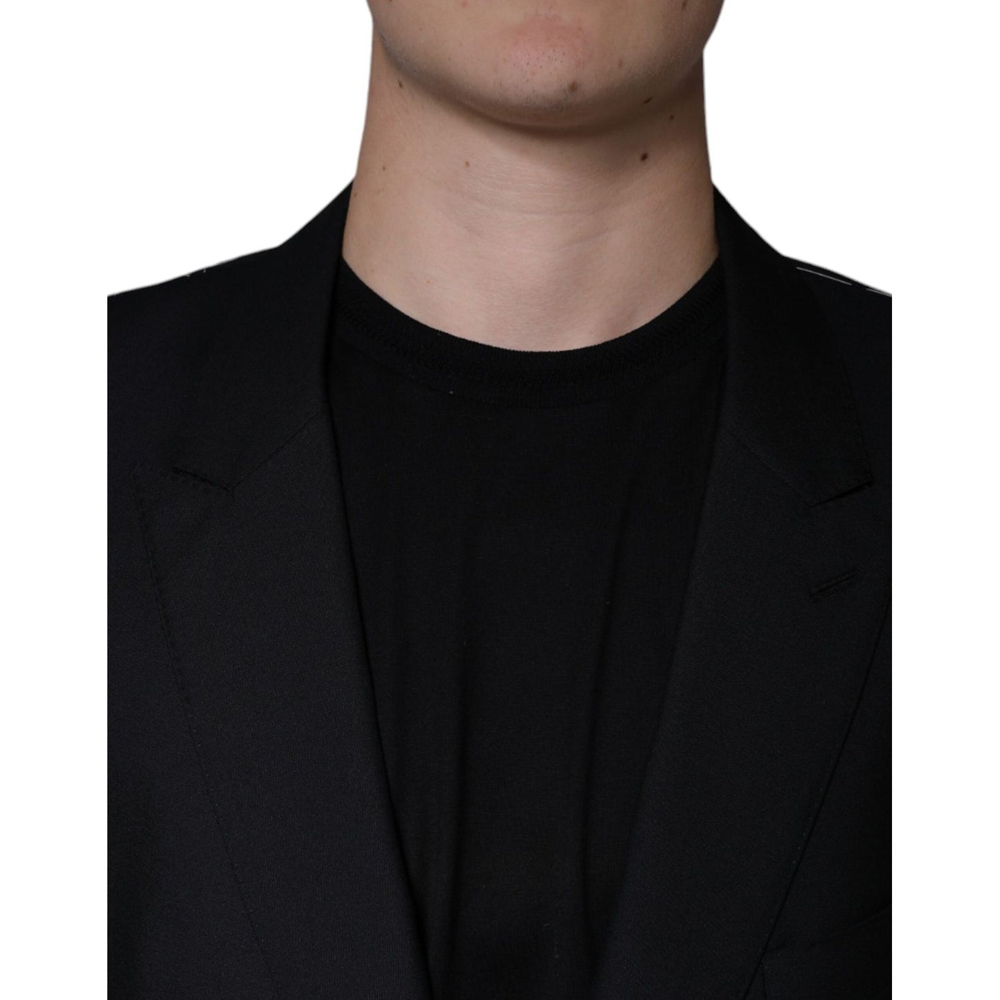 Dolce & Gabbana Black Wool Single Breasted Men Coat Blazer