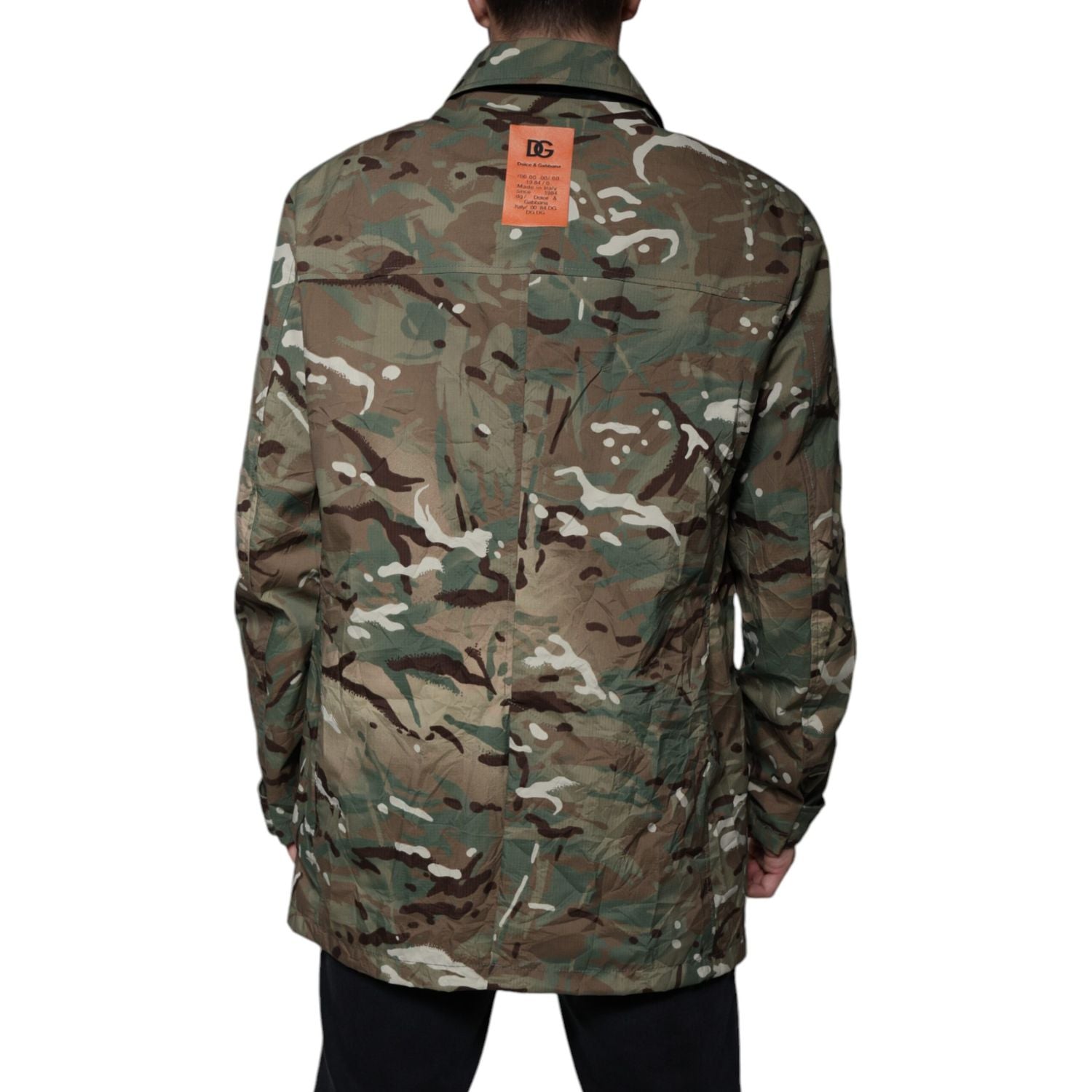 Dolce & Gabbana Multicolor Camouflage Collared Coat Jacket