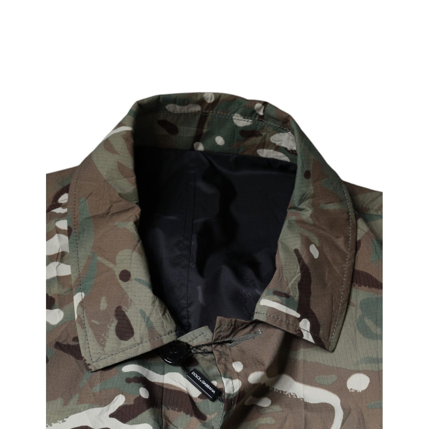 Dolce & Gabbana Multicolor Camouflage Collared Coat Jacket