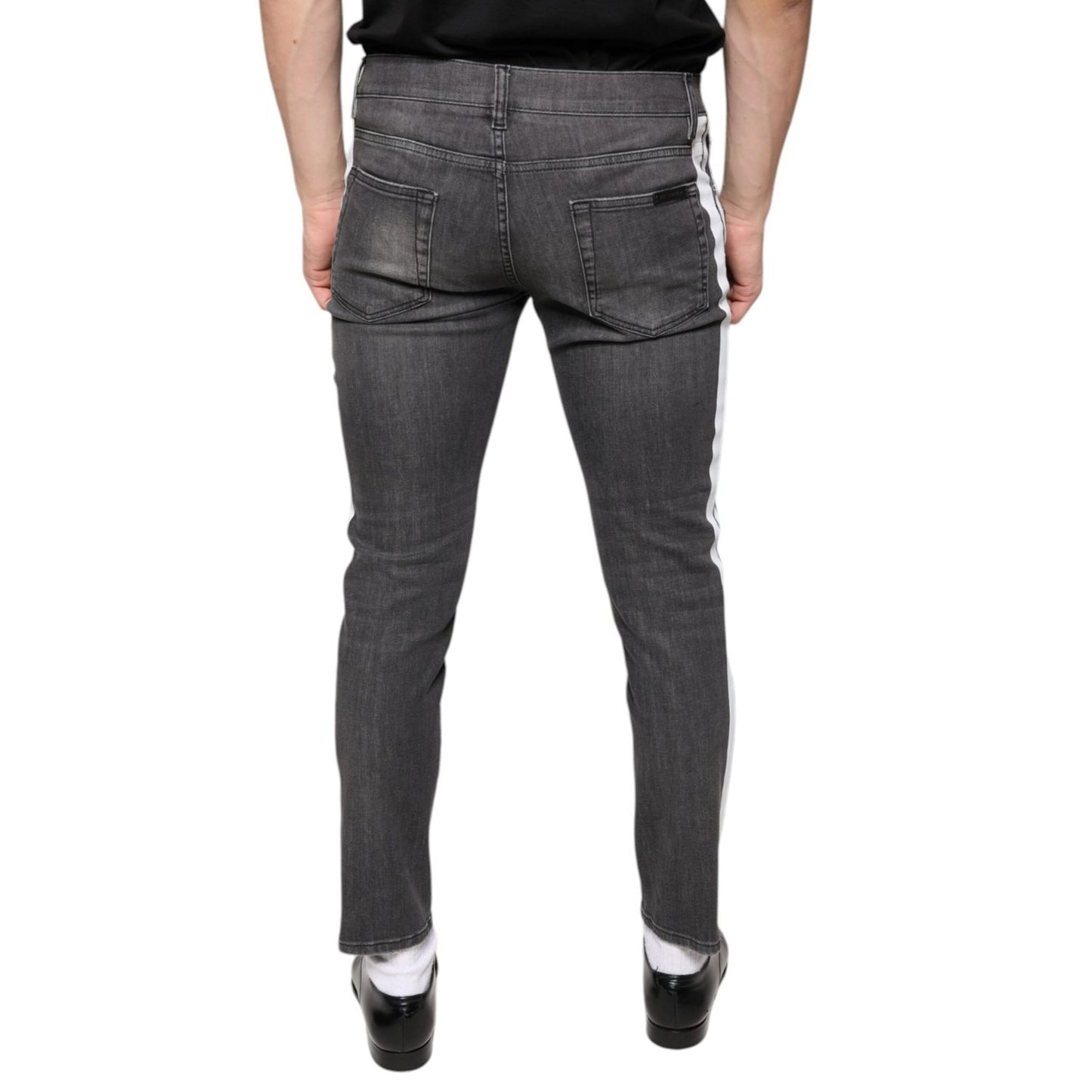 Dolce & Gabbana Black Tattered Cotton Skinny Men Denim Jeans