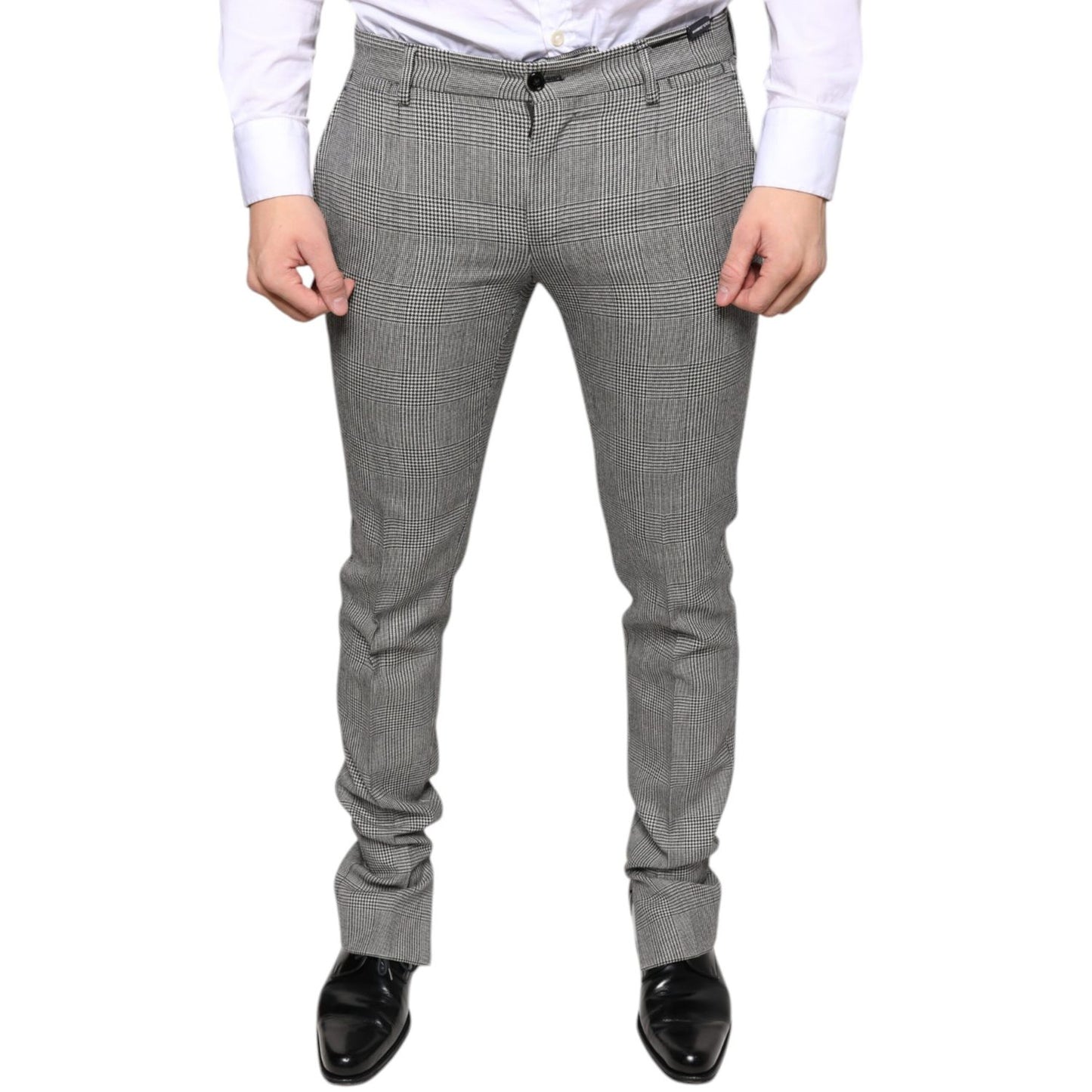 Dolce & Gabbana Gray Check Tartan Wool Skinny Pants