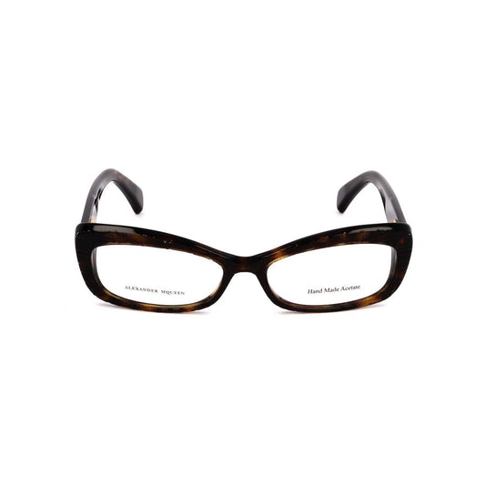 Alexander McQueen Bicolor Acetate Frames with Havana color and handmade design, featuring lenses/bridge/temple measurements of 52/15/140 mm