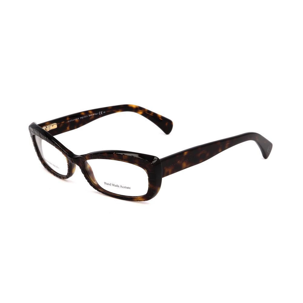 Alexander McQueen Bicolor Acetate Frames - Havana color, 52/15/140mm dimensions, chic women's eyewear.