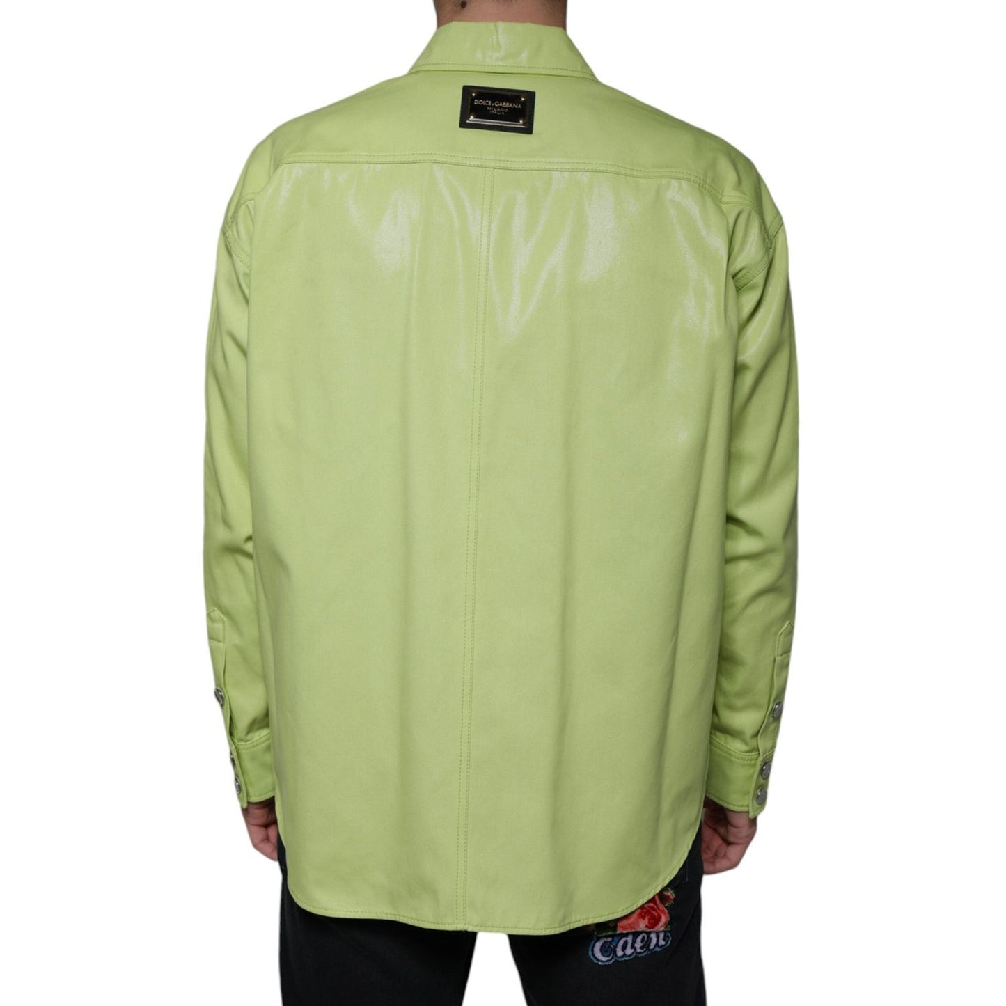 Dolce & Gabbana Green Cotton Collared Men Button Down Shirt