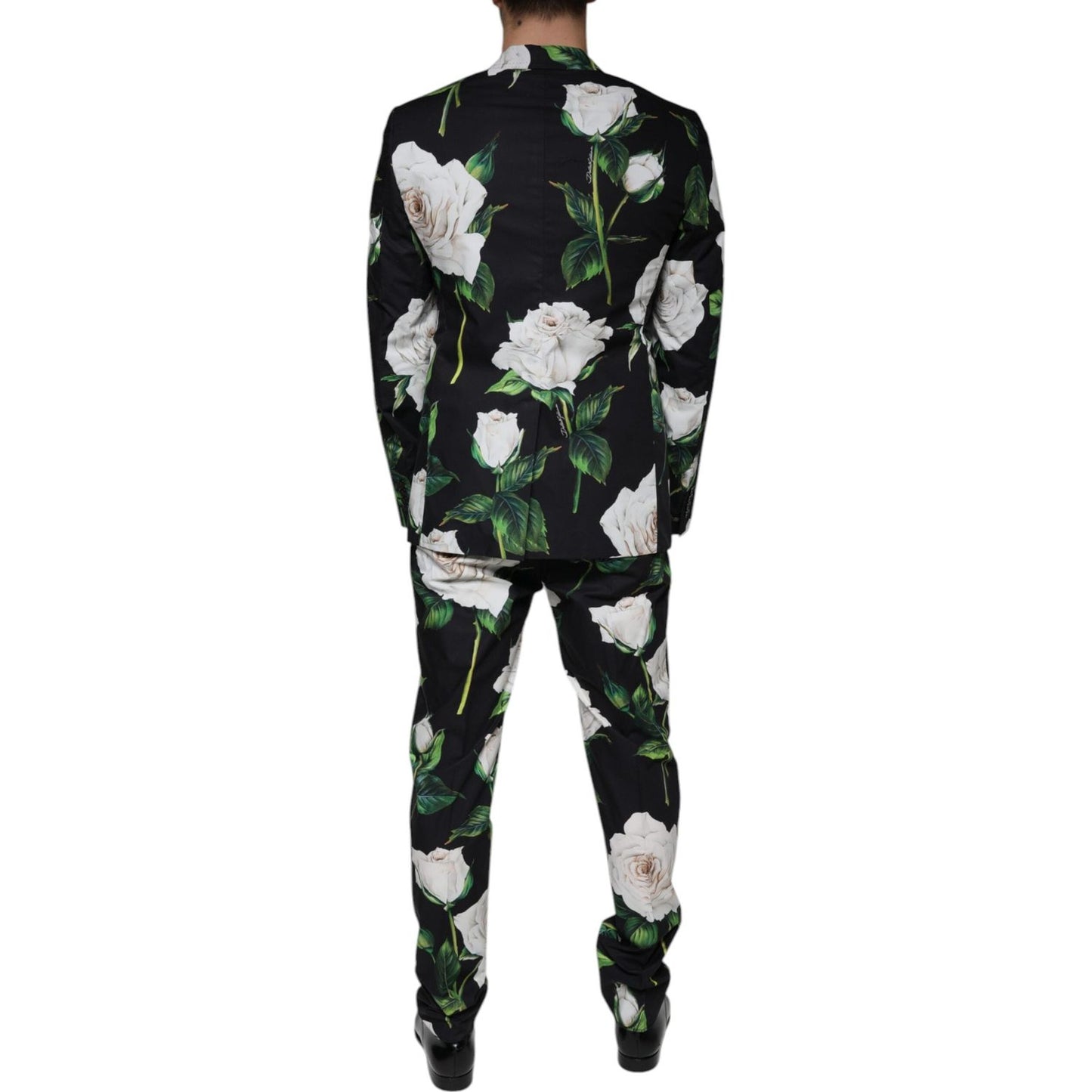 Dolce & Gabbana Black Rose Cotton Men Formal 2 Piece Suit KOS2245-48
