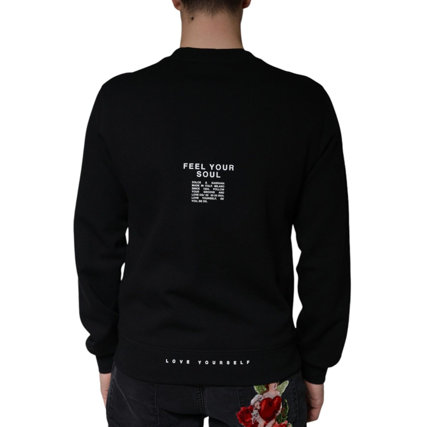 Dolce & Gabbana Black Logo Print CrewNeck Sweatshirt Sweater
