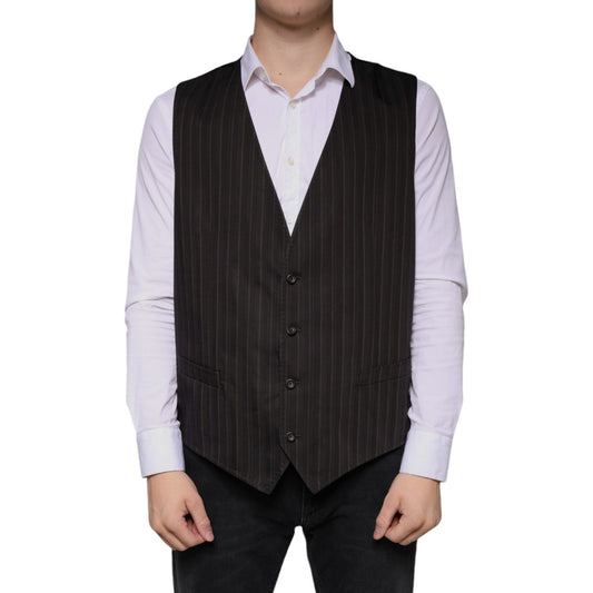 Dolce & Gabbana Black Cotton Waistcoat Dress Formal Vest SIG60340-56