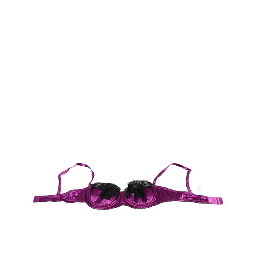 Dolce & Gabbana Purple Silk Underwired Balconette Bra Underwear