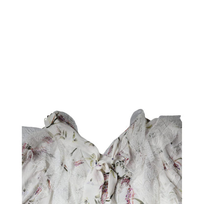 Ermanno Scervino White Floral Ruffles Lace Long Sleeves Maxi Dress