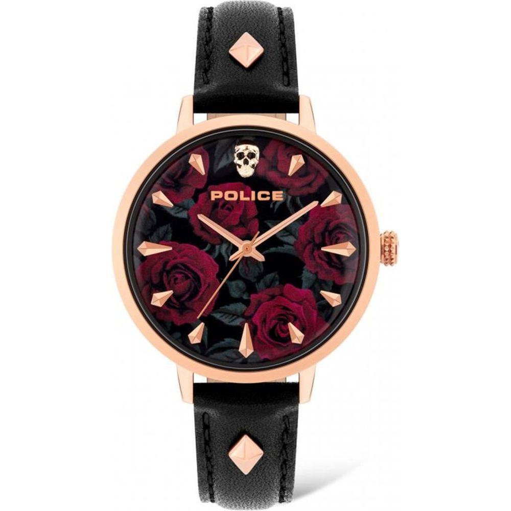 Police Black Leather Dress Watch