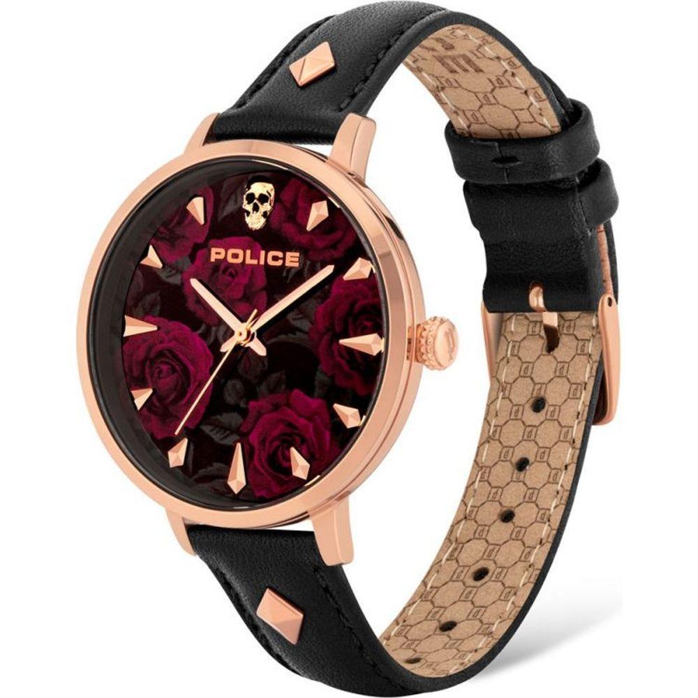 Police Black Leather Dress Watch