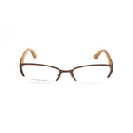 Alt Tag: Alexander McQueen Bicolor Metal Frames, Brown and Blue Semi-Matte Glasses for Women, Metal Material, Stylish Eyewear 53/18/135mm