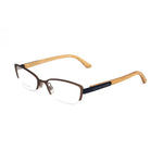 Alexander McQueen Bicolor Metal Frames for women, semi-matte brown and blue, 53/18/135 mm, elegant design.