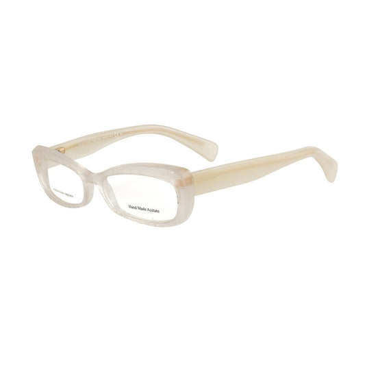 Alexander McQueen Bicolor Acetate Frames in beige and light yellow, 52/15/140mm, elegant eyewear for women.