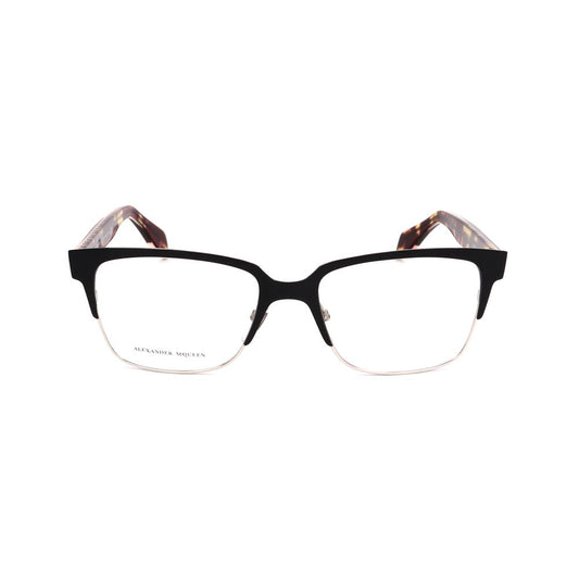 Alexander McQueen Bicolor Metal Frames in black and havana with crystal temples, women's eyewear, model AMQ42578SM.