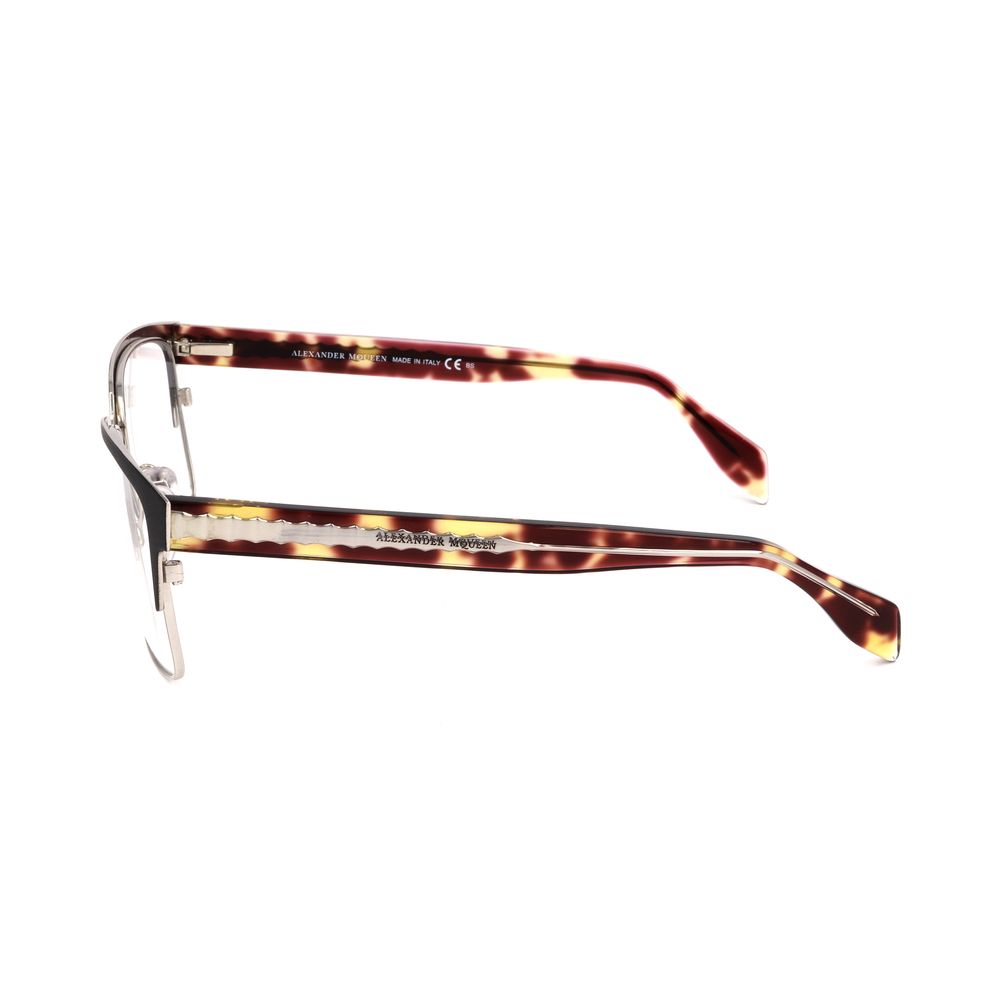 Alexander McQueen Bicolor Metal Frames in black and havana crystal, side view showing metal temples and tortoiseshell arms.