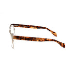 Side view of Alexander McQueen Bicolor Metal Frames in matte gold and Havana design, featuring 53/17/140 mm measurements.