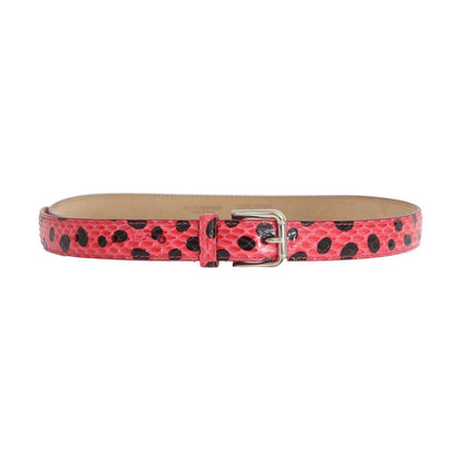 Dolce & Gabbana Pink Polka Snakeskin Silver Buckle Belt Belt