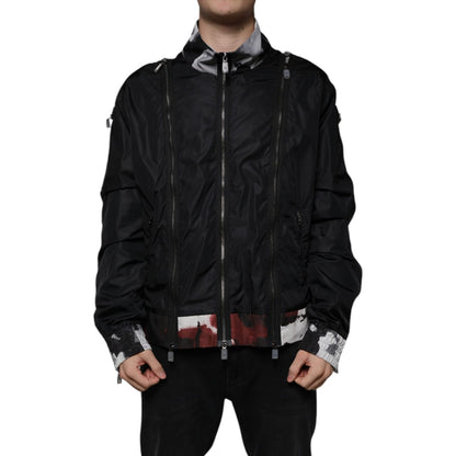 Dolce & Gabbana Black Nylon Full Zip Men Bomber Jacket