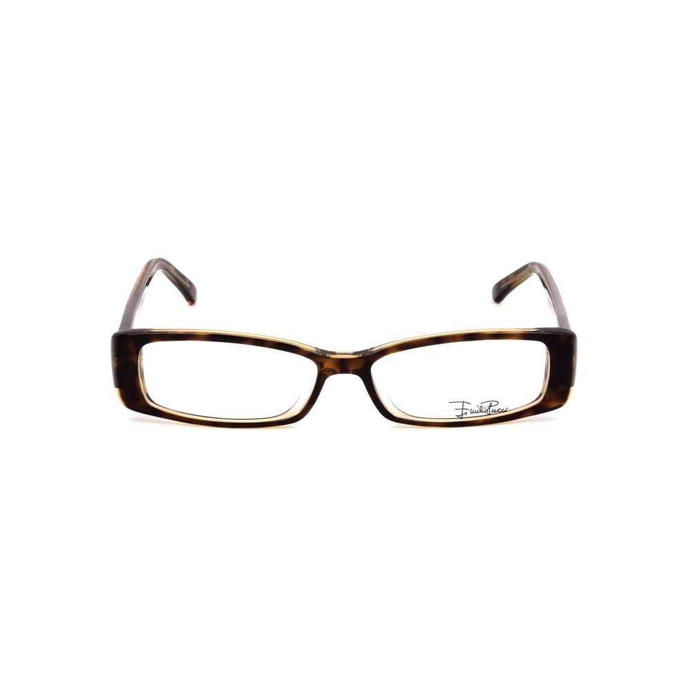 Emilio Pucci Orange Plastic Frames in honey havana color with measurements 51/14/135mm for women.