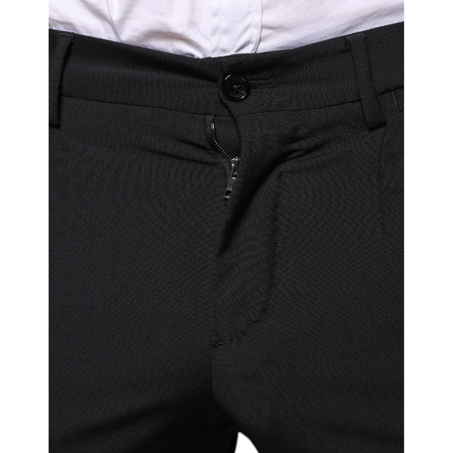 Dolce & Gabbana Black Wool 3 Piece Slim Fit Formal Men Suit