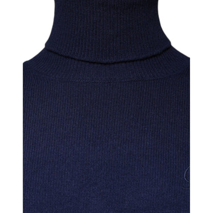 Dolce & Gabbana Blue Wool Knit Turtleneck Pullover Sweater
