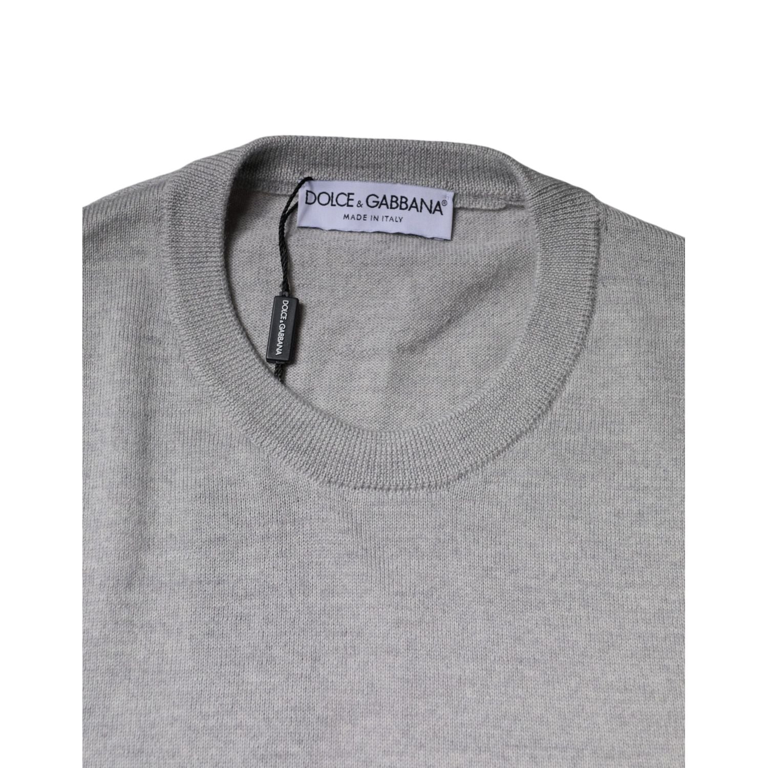 Dolce & Gabbana Light Gray Wool Crew Neck Pullover Sweater