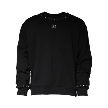 Dolce & Gabbana Black Logo Stud Pullover Sweatshirt Sweater