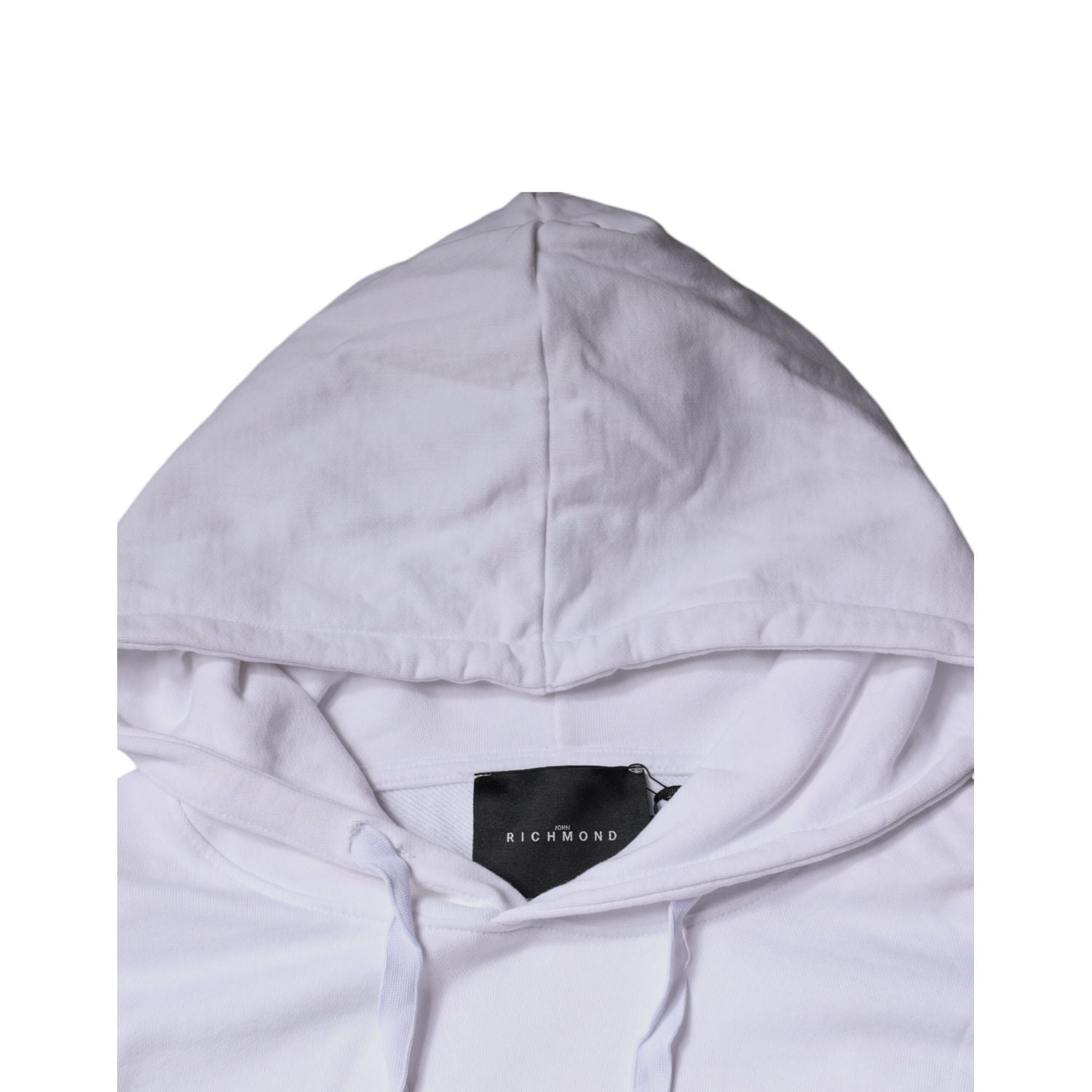 John Richmond White Logo Cotton Hooded Sweatshirt Sweater