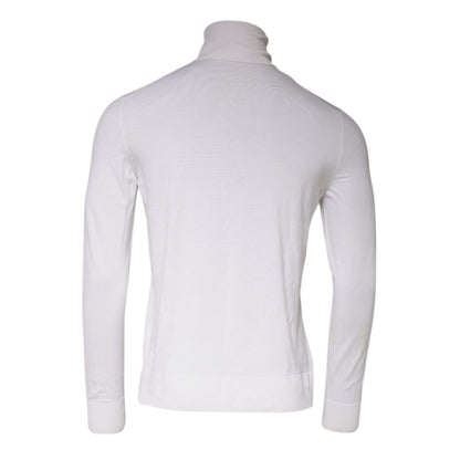 Dolce & Gabbana White Long Sleeve Turtleneck Men Pullover Sweater