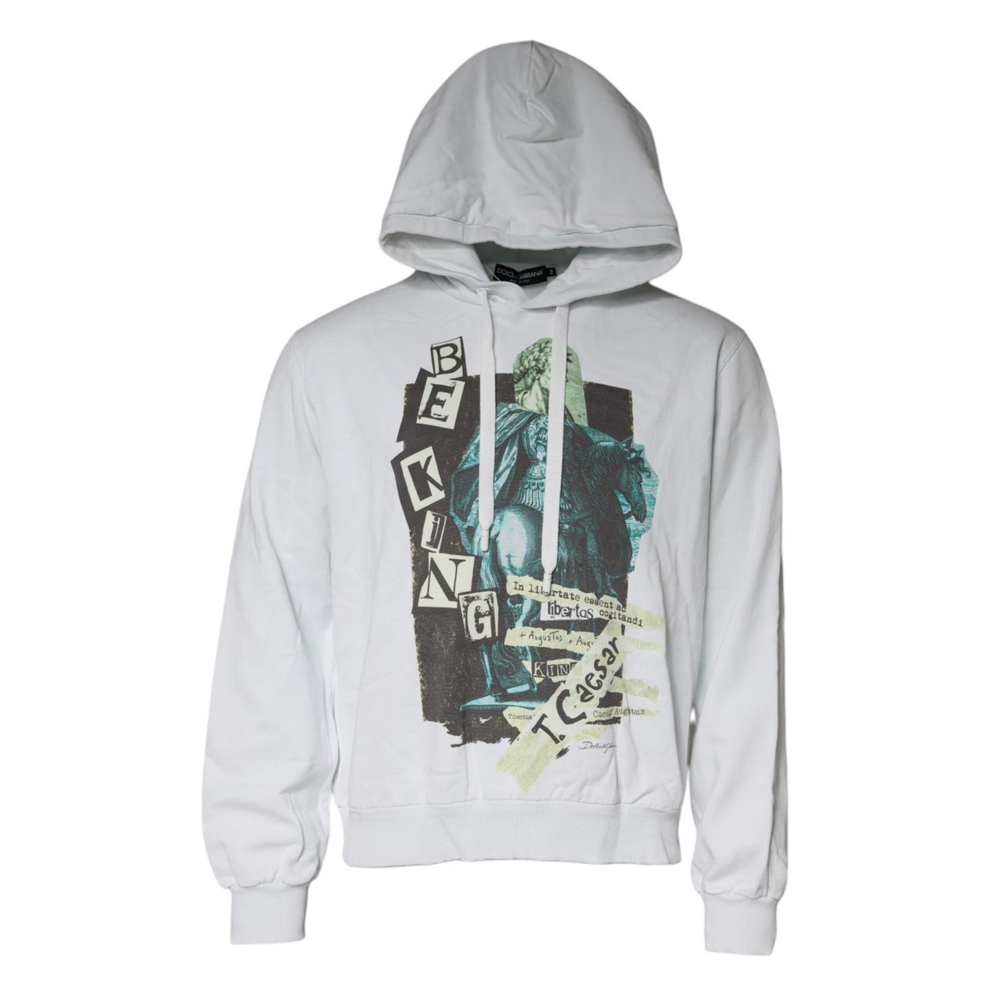 Dolce & Gabbana White Caesar Cotton Hooded Pullover Sweater