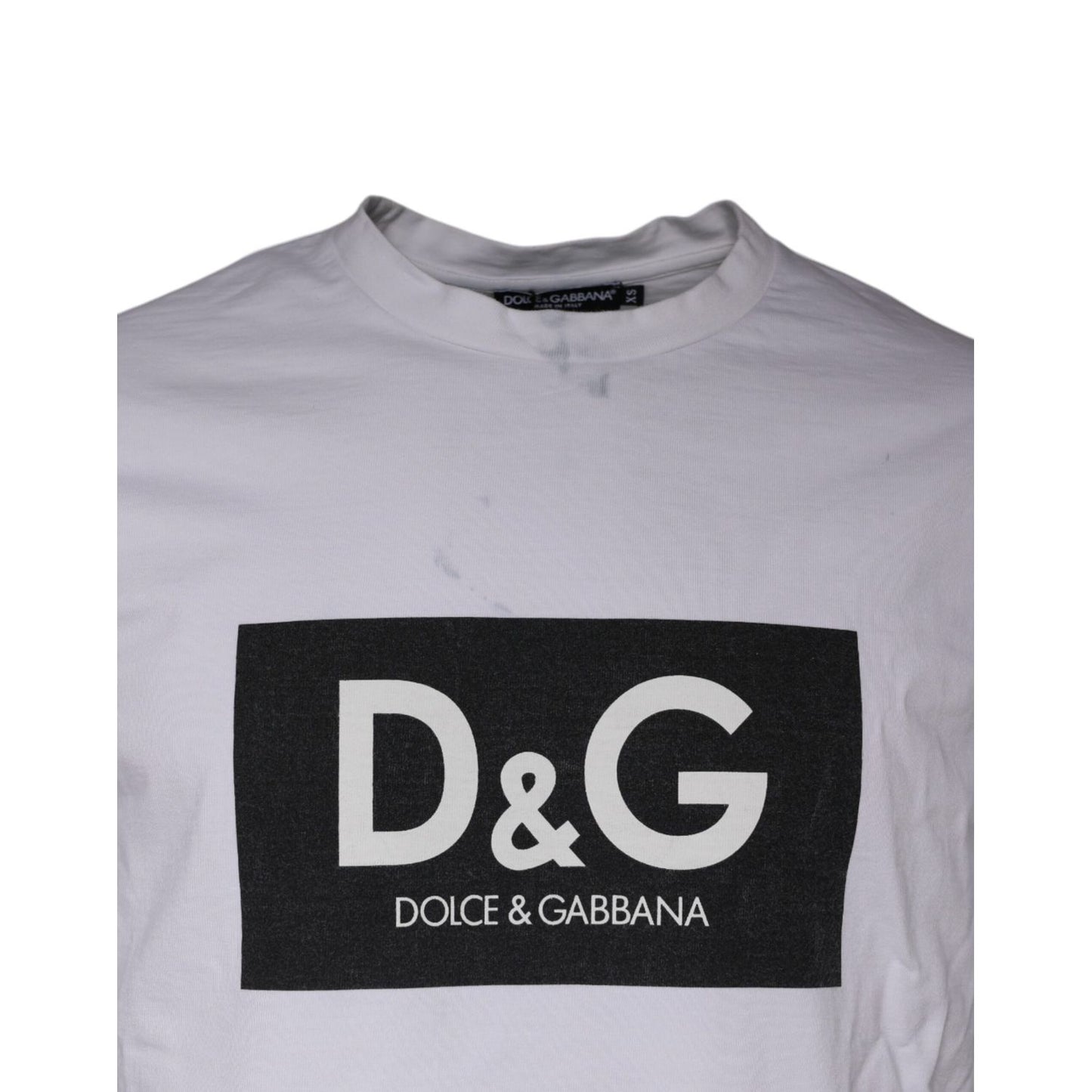 Dolce & Gabbana White Logo Print Cotton Crew Neck T-shirt
