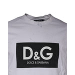 Dolce & Gabbana White Logo Print Cotton Crew Neck T-shirt