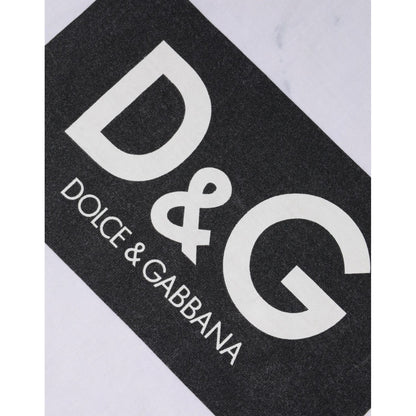 Dolce & Gabbana White Logo Print Cotton Crew Neck T-shirt