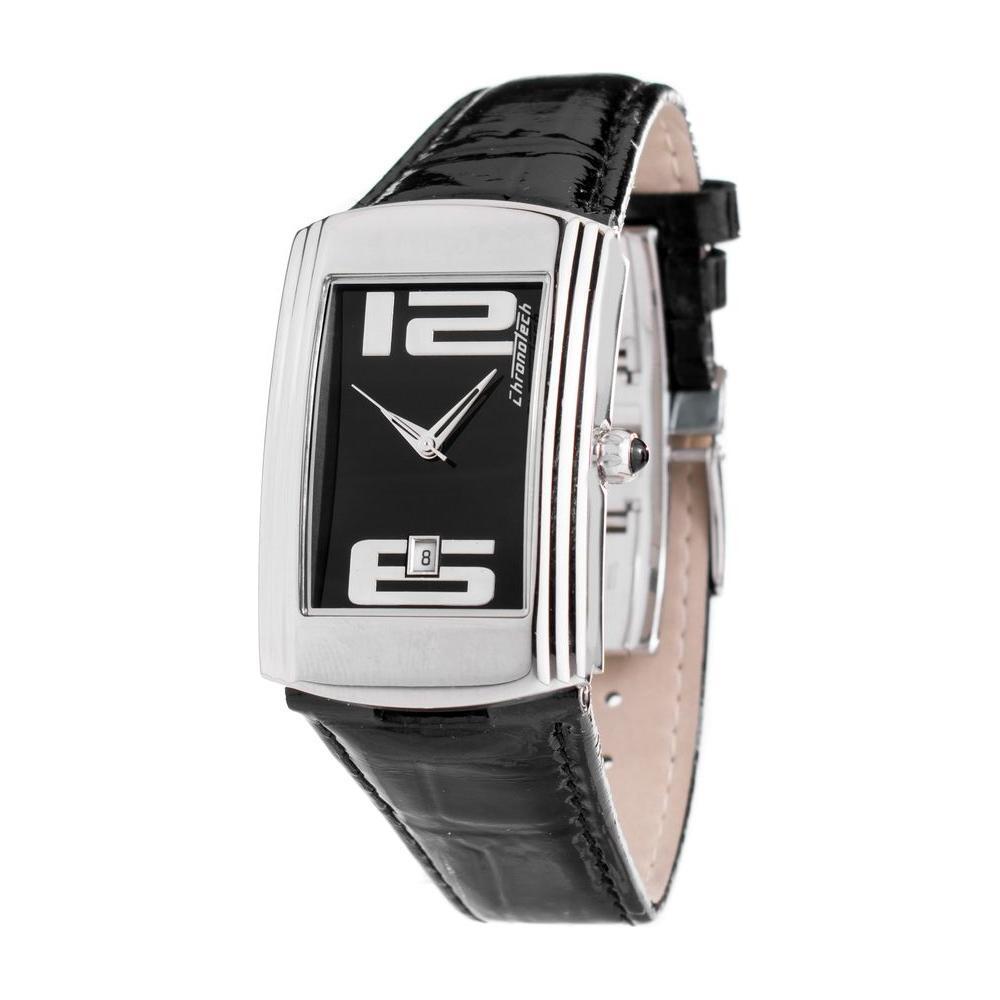 Chronotech Black Leather Watch