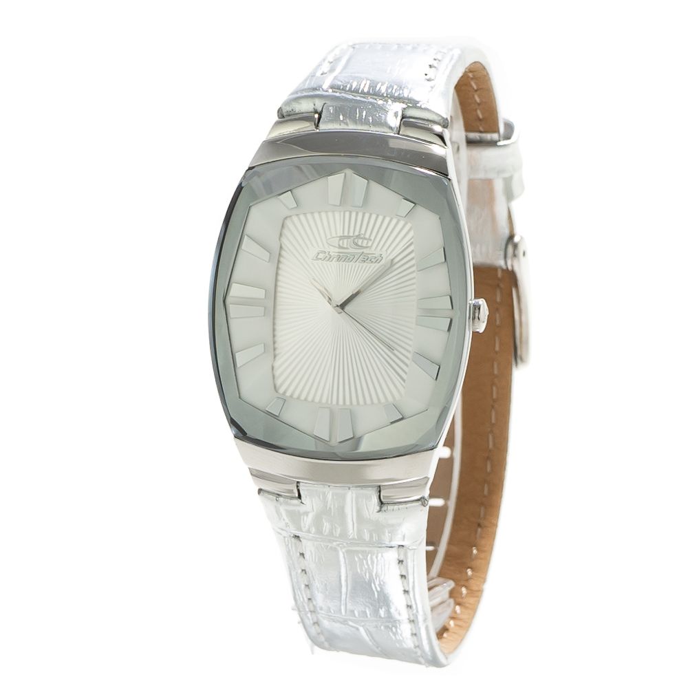 Chronotech Silver Leather Dress Watch