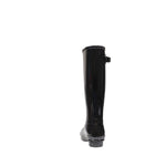 Hunter Black Recycled Polyester Ankle boot back view with adjustable side buckle and tall design for rainy days.