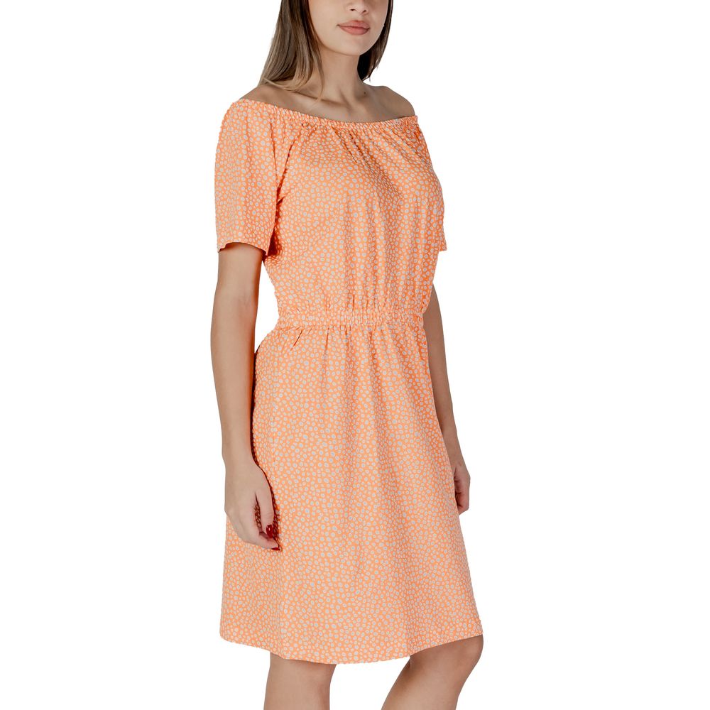 B.Young Orange Cotton Short Dress