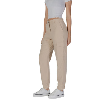 B.Young Beige Polyester Cargo Pants