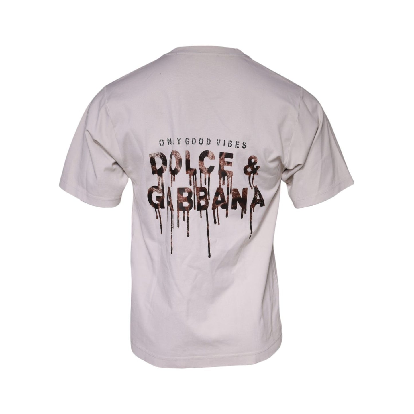 Dolce & Gabbana Beige Logo Cotton Blend Crew Neck T-shirt