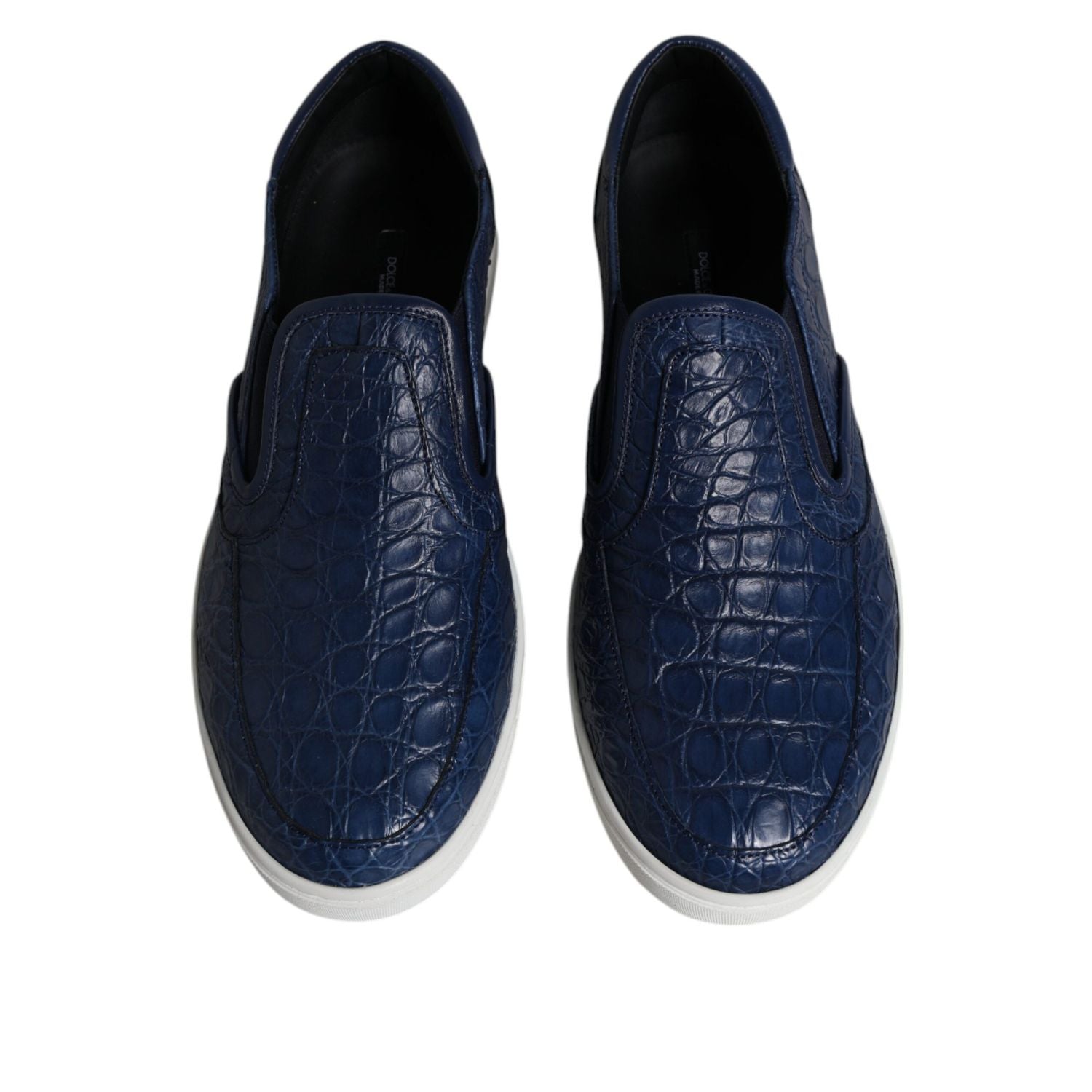 Dolce & Gabbana Blue Croc Exotic Leather Men Sneakers Shoes