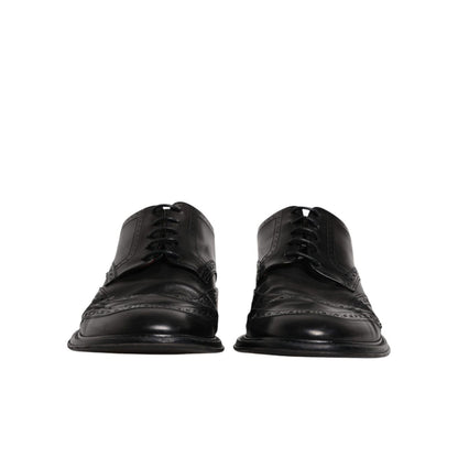 Dolce & Gabbana Black Leather Derby Wingtip Formal Shoes