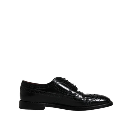 Dolce & Gabbana Black Leather Derby Wingtip Formal Shoes