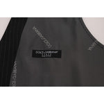 Dolce & Gabbana Elegant Striped Gray Waistcoat Vest Dolce & Gabbana Dark Slate Gray