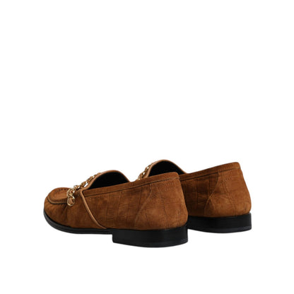 Dolce & Gabbana Brown Suede Leather Loafers Dress Shoes